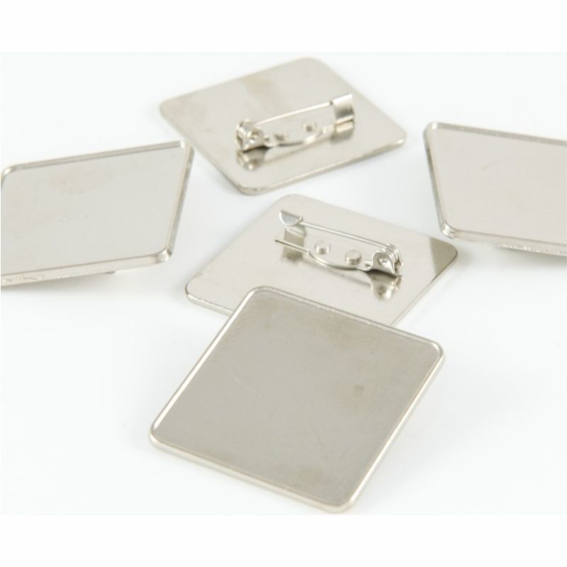 Premium Badge Blank square 33mm silver pin clasp